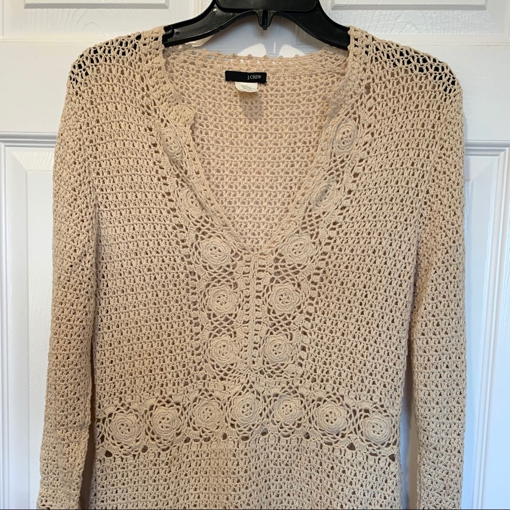 J. Crew Knitted V-Neck Beige Sweater